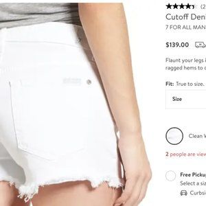 7 For All Mankind White Denim Shorts Size 29